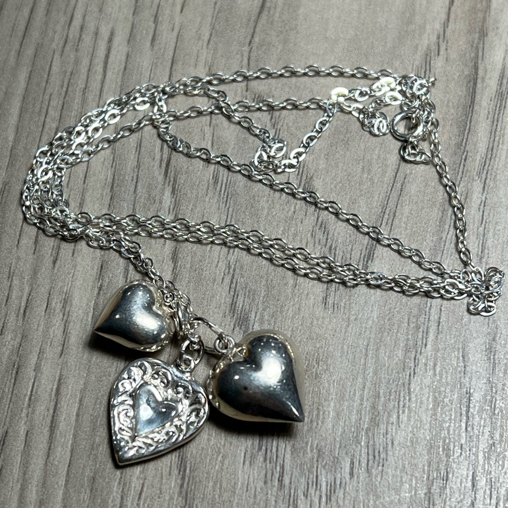Vintage Sterling Silver Heart Necklace
